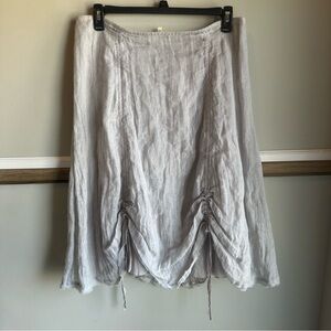 Eileen Fisher Gray Linen Gauze Pull Cord A Line Skirt